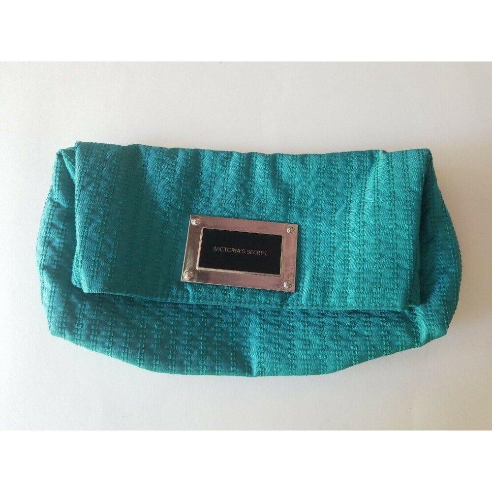 Victoria's Secret Torquise Clutch Handbag Quilted with metal Victoria Secret tag